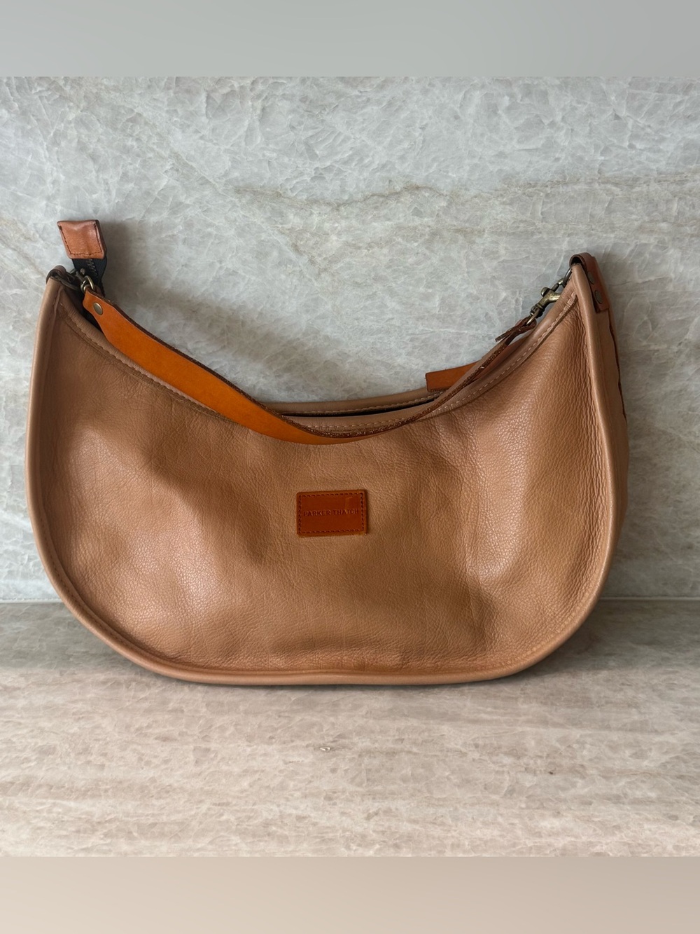 PARKER THATCH Luna Shoulder Bag Caramel Brown Leather